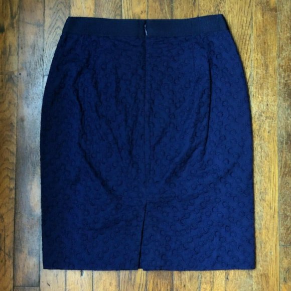 J. Crew Navy Cotton Eyelet Lace Pencil Skirt - Picture 3 of 6